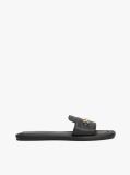 Black Leather Horsebit Mules  Women