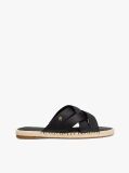 Black Satin Espadrille Mules  Women