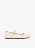 Beige Leather Mary Jane Ballerinas  Women