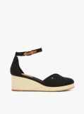 Black Canvas Espadrille Wedge Sandals  Women