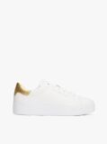 Άσπρο Δερμάτινα Sneakers Σε Στιλ Πλατφόρμας Με Μεταλιζέ Λεπτομέρεια  Γυναίκες
