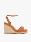 Brown TH Monogram Leather Wedge Sandals  Women