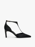 Black T-Bar Ankle Strap Stiletto Heels  Women