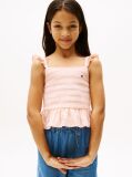 Pink Textured Ruffle Top  Girls