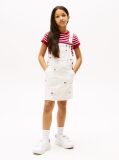 White Logo Embroidery Dungaree Dress  Girls