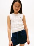 Beige Pointelle Relaxed Sweater Vest  Girls