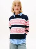 Blue Intarsia Repeat Logo Relaxed Jumper  Girls