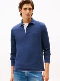 Blue Long-Sleeve Tonal Monotype Regular Polo  Men