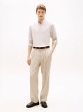 Beige Smart Casual Flannel Relaxed Trousers  Men