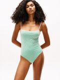Multi Ribbed Texture Scoop Back Swimsuit  Women