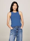 Blue Ribbed Slim Fit Tank Top  Women