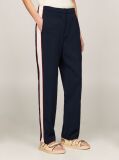Blue Colour-Blocked Slim Fit Straight Trousers  Women
