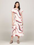 Multi Ribbon Print Fit And Flare Midi Dress  Women