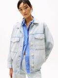 Blue Oversized Faded Denim Utility Jacket  Women