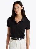 Black Slim Fit Gold-Tone Button Polo Shirt  Women