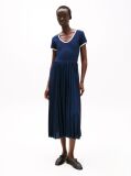 Blue Pleated Fit And Flare Midi Dress  Women