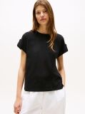 Black Gold Button Crew Neck T-Shirt  Women