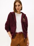 Red TH Crest Embroidery Gold-Tone Zip-Thru Hoody  Women