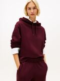 Red Logo Embroidery Drawstring Hoody  Women