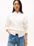 Beige Logo Embroidery Pique Crew Neck Sweatshirt  Women
