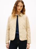 Beige Crest Embroidery Padded Quilted Slim Jacket  Women