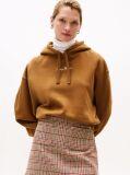 Khaki Textured Logo Relaxed Fleece Hoody  Women