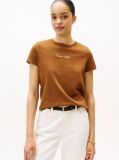 Khaki Textured Logo T-Shirt  Women