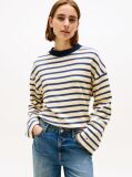 Multi Gold-Tone Button Stripe Sweatshirt  Women