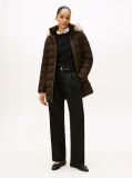 Brown Faux Fur Hood Down Puffer Coat  Women