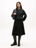 Black Gold-Tone Button A-Line Midi Skirt  Women