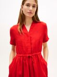Red Relaxed Pure Linen Mini Flare Dress  Women