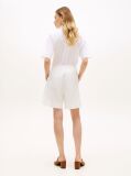 White Linen Blend Wide Leg Shorts  Women