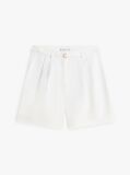 White Linen Blend Wide Leg Shorts  Women