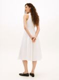 White Gold-Tone Button Linen Blend Midi Dress  Women