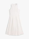 White Gold-Tone Button Linen Blend Midi Dress  Women