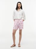 Pink Linen Blend Print Relaxed Shorts  Women