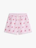 Pink Linen Blend Print Relaxed Shorts  Women