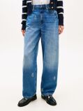 Blue Crest Embroidery Mid Rise Barrel Leg Jeans  Women