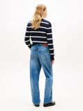 Blue Crest Embroidery Mid Rise Barrel Leg Jeans  Women