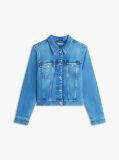 Blue Flag Embroidery Slim Denim Jacket  Women