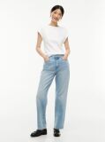 White Gold-Tone Button Boat Neck T-Shirt  Women