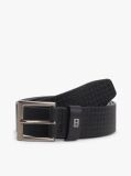 Black Flag Print Square Buckle Leather Belt  Men