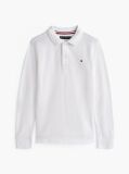 White Regular Fit Pique Long Sleeve Polo Shirt  Boys