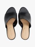 Black Leather TH Monogram Plaque Wedge Mules  Women
