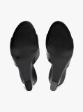 Black Leather TH Monogram Plaque Wedge Mules  Women