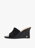 Black Leather TH Monogram Plaque Wedge Mules  Women