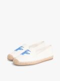 White Logo Embroidery Canvas Espadrilles  Women