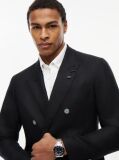 Black Smart Casual Regular Fit Pure Linen Blazer  Men