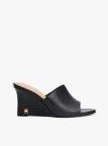 Black Leather TH Monogram Plaque Wedge Mules  Women