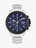 Blue Navy Dial Stainless Steel Chain-Link Watch  Men